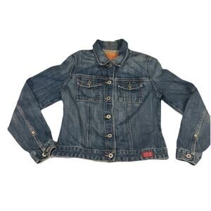 Guess Denim Women’s Sz Large Jean Jacket Blue Wash Mexico Style #69838